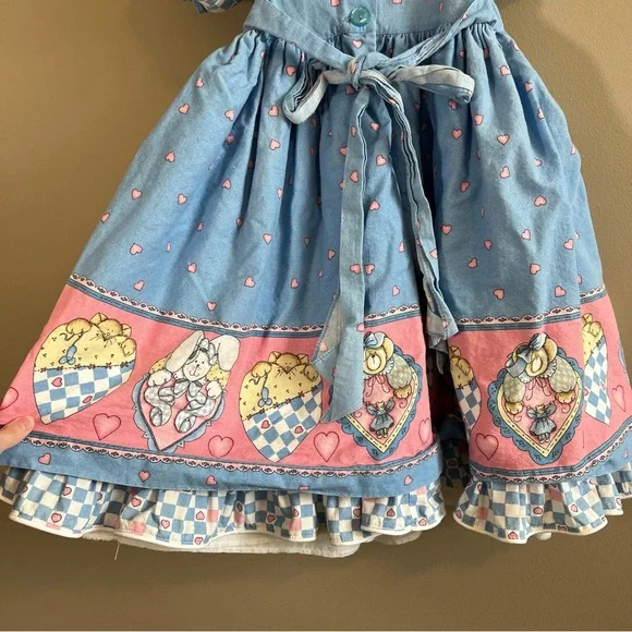 Vintage Daisy Kingdom Puff Sleeve Hearts & Bears Dress Size 4 - Picture 11 of 13